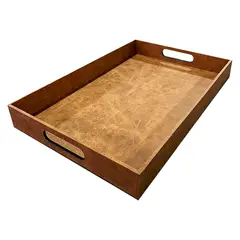 BASEMENT HOME - Bandeja Rectangular Ecocuero Costuras Negra