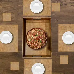 BASEMENT HOME - Set Bandeja + 4 Individuales + 4 Posavasos Habano