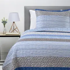 ZAHR - Cubrecama Estampado Azul