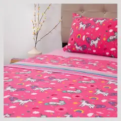 DORAL - Juego De Sábanas Infantil Polar Unicornio