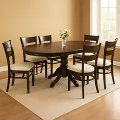 MICA - Juego De Comedor Con Extensión Juliette 6 Sillas Marfil