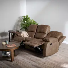 ROSEN - Sofá Reclinable 3 Cuerpos Umbria Tela Tabaco