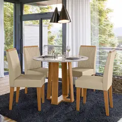 BASEMENT HOME - Juego De Comedor 4 Sillas Montreal Vidrio 1.0 Beige