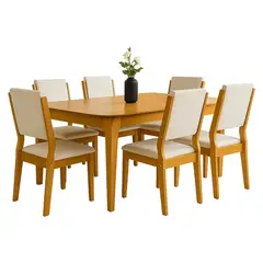 MICA - Juego De Comedor 6 Sillas Arezzo 1.60 Beige
