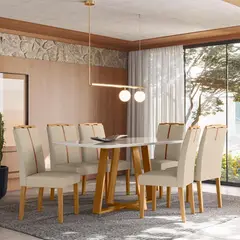 BASEMENT HOME - Juego De Comedor 6 Sillas Sonatta Vidrio 1.60 Beige