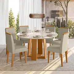 BASEMENT HOME - Juego De Comedor 6 Sillas Esencia Vidrio 1.35 Beige