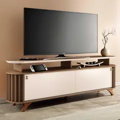MICA - Rack Siena 180 Tv 70" Castaño Off White
