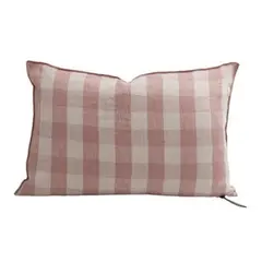 MAISON DE VACANCES - Cojín Con Relleno Plumas Washed Linen Vichy Cottage Nude 40X60 Cm