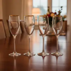 ROBERTA ALLEN - Set Copas Champagne Vidrio Borde Dorado