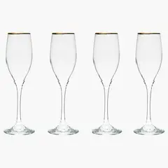 ROBERTA ALLEN - Set Copas Champagne Vidrio Borde Dorado