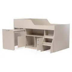 DECOCASA - Cama 1.5 Plaza Con Escritorio Retráctil Off White