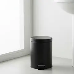 MICA - Basurero 5 Litros Acero Inoxidable Con Pedal Negro