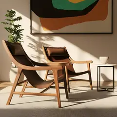 BASEMENT HOME - Poltrona De Cuero New Safari Estilo Moderno Marrón