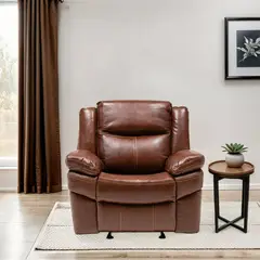 BASEMENT HOME - Sillón Berger Kanye Reclinable Cuero Marrón
