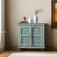 ROBERTA ALLEN - Buffet Madera Mango 2 Puertas Turquesa Rústico