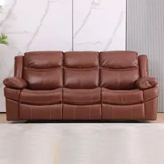 BASEMENT HOME - Sillón Berger Kanye 3 Cuerpos Cuero Marrón