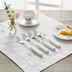 ROBERTA ALLEN - Set 4 Tenedores Postre Cerámica Blanca Toscana