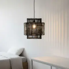 BASEMENT HOME - Lámpara Colgante Ratán Negra 32x32 cm