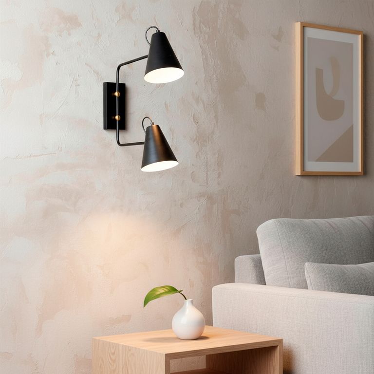 Aplique de Pared Metal Negro 2 Luces