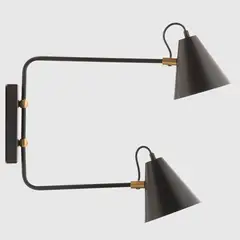 BASEMENT HOME - Aplique de Pared Metal Negro 2 Luces