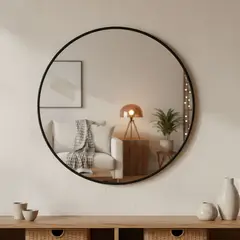 BASEMENT HOME - Espejo Negro Redondo De Pared 80 cm Decorativo