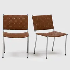 BASEMENT HOME - Par Sillas de Comedor Mohave Diseño Tejido Cuero