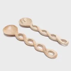 CASA CANTABRIA - Set X2 Piezas De Servir Wood Trenzado