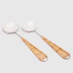 CASA CANTABRIA - Set X2 Piezas De Servir Rattan Natural