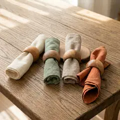 CASA CANTABRIA - Set X 4 Anillo Para Servilleta Diseño Madera Natural