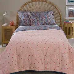 MICA KIDS - Cubrecama Infantil Lara Rosado 1.5 Plaza