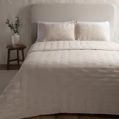 CASA CANTABRIA - Cubrecama Quilt 100% Lino Beige