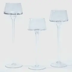 BASEMENT HOME - Set de 3 Candelabros de Vidrio Cuadrados