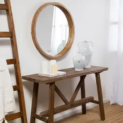 CASA CANTABRIA - Espejo Redondo Con Marco de Maedera 75 Cm