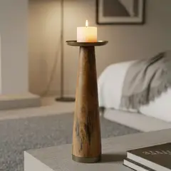 ROBERTA ALLEN - Candelabro Dorado Madera 9X30 Cm Adorno Decorativo