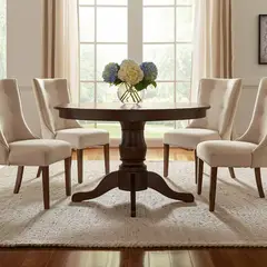 ROBERTA ALLEN - Mesa Comedor Eminence Redonda Madera 4 Puestos Café