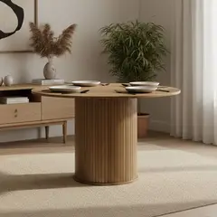 BASEMENT HOME - Mesa De Comedor Nola Redonda Roble 120 cm