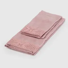 ROBERTA ALLEN - Juego de Toallas Encaje Blanco Algodón