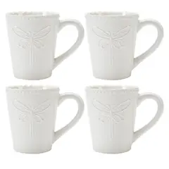 ROBERTA ALLEN - Set 4 Mugs Libélula 320 Ml Porcelana Blanco