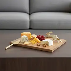 BASEMENT HOME - Tabla Aperitivo Madera Conejo Dorado Rectangular Bar Antique