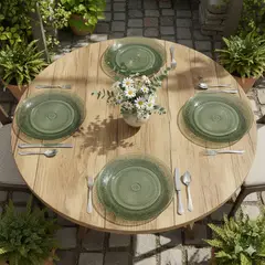 ROBERTA ALLEN - Set 4 Platos Postre/Ensalada Vidrio Labrado 18 cm Verde