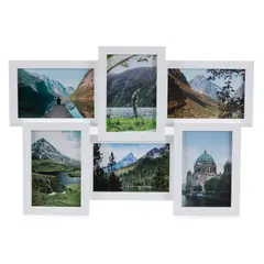 MICA - Marco De 6 Fotos Blanco 28X44 Cm Adorno Decorativo