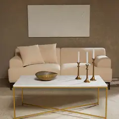 BASEMENT HOME - Mesa de Centro Imperial Mármol Blanco y Dorado