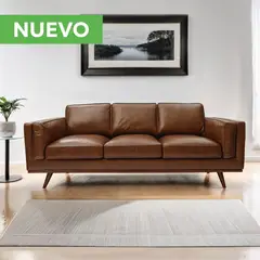 BASEMENT HOME - Sofá 3 Cuerpos Cuero Bronco