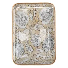 ROBERTA ALLEN - Bandeja Decorativa Metal Floral 11X16 Cm Beige