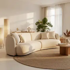 BASEMENT HOME - Sofá Ying 4 Cuerpos Curvo Crudo