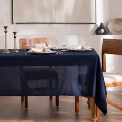 BASEMENT HOME - Mantel Lino Rectangular Azul