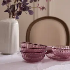 ROBERTA ALLEN - Set 4 Bowl Vidrio Labrado Rosado 370Ml