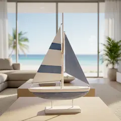 BASEMENT HOME - Adorno Decorativo Barco Azul 31X7X49 Cm Coastal