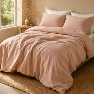 BASEMENT HOME - Funda Plumón Lino Con Fundas De Almohada