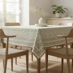 ROBERTA ALLEN - Mantel Rectangular Estampado Verde Block Print